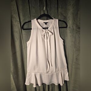 Mossimo Supply Co. Cream Sleeveless Tie-Neck Ruffle Hem Tunic